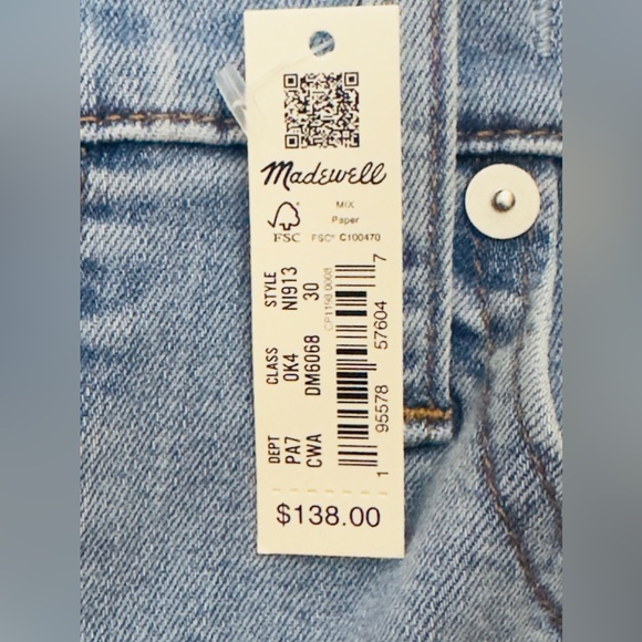 MADEWELL 10” High Rise Skinny Crop Raw Edge Jeans Charlemont Wash   Waist 30 NWT - Picture 12 of 15